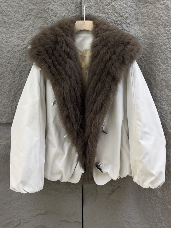 Women’s Parka with Fox Fur Collar, Goose Down Filling, Regular-Length, Winter 2025