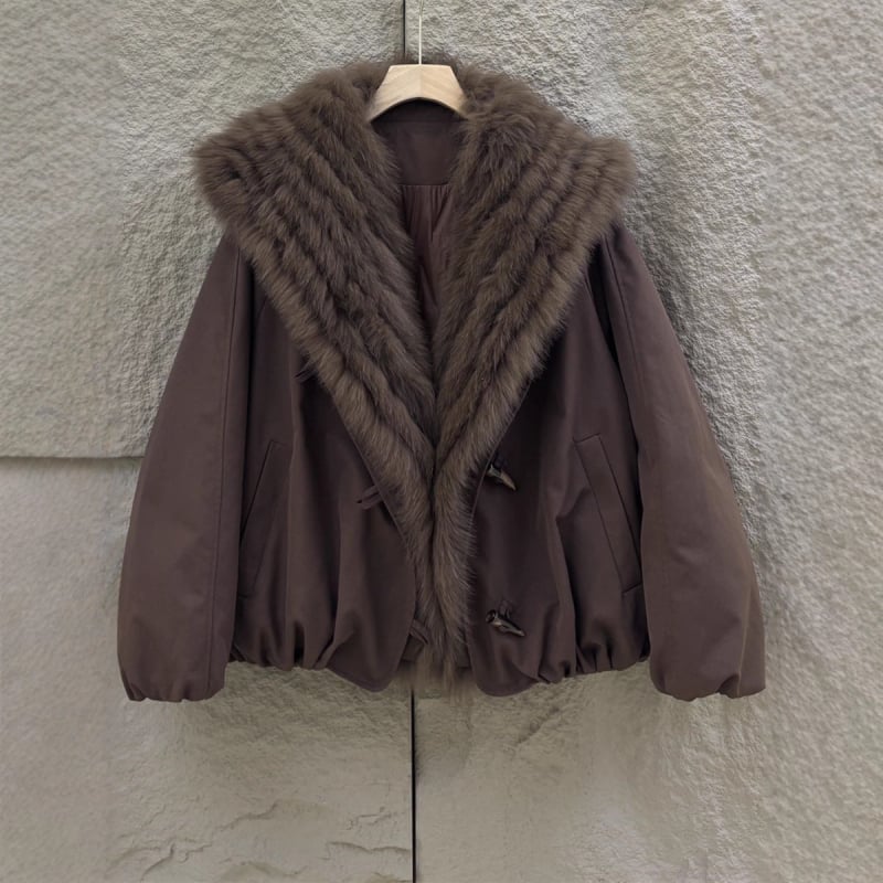Women’s Parka with Fox Fur Collar, Goose Down Filling, Regular-Length, Winter 2025