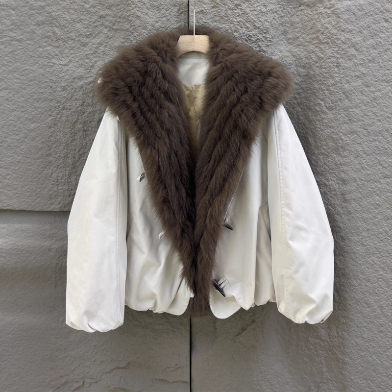Women’s Parka with Fox Fur Collar, Goose Down Filling, Regular-Length, Winter 2025