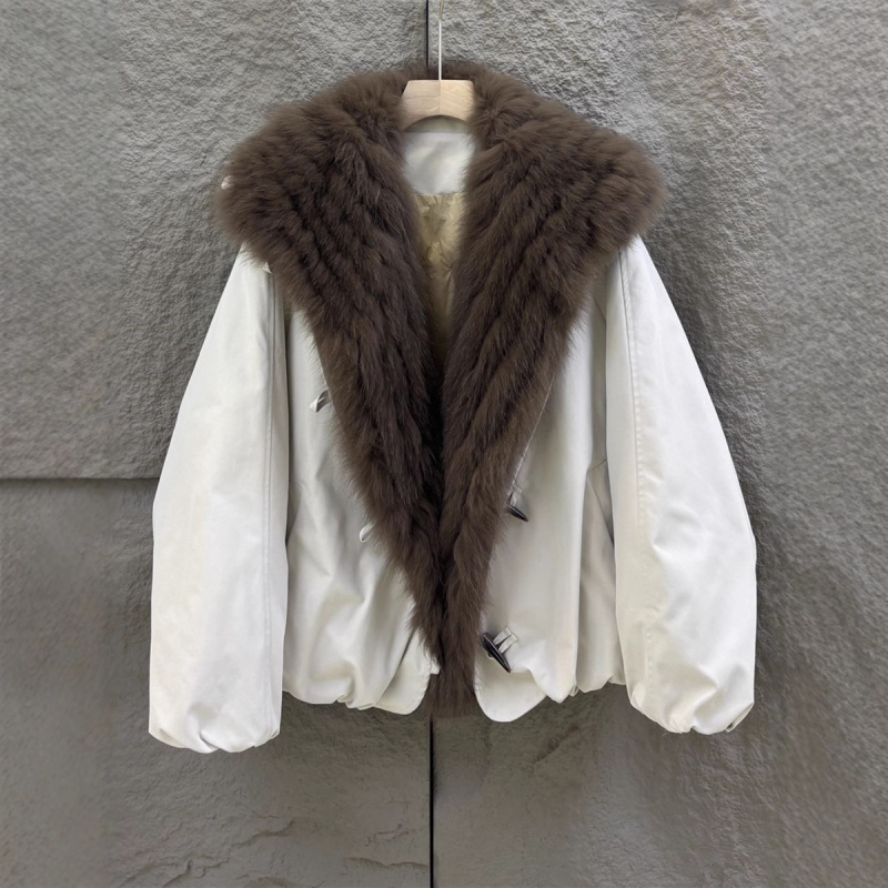 Women’s Parka with Fox Fur Collar, Goose Down Filling, Regular-Length, Winter 2025
