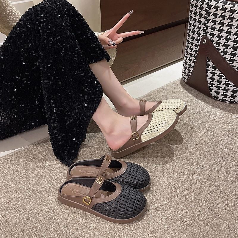 Ženske slip-on ravne cipele s prozračnim PVC gornjim dijelom, šarena blok uzorak, podstava od umjetne kože, PVC potplat