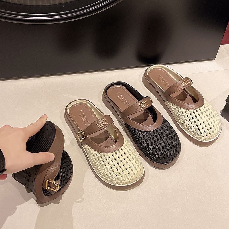 Ženske slip-on ravne cipele s prozračnim PVC gornjim dijelom, šarena blok uzorak, podstava od umjetne kože, PVC potplat