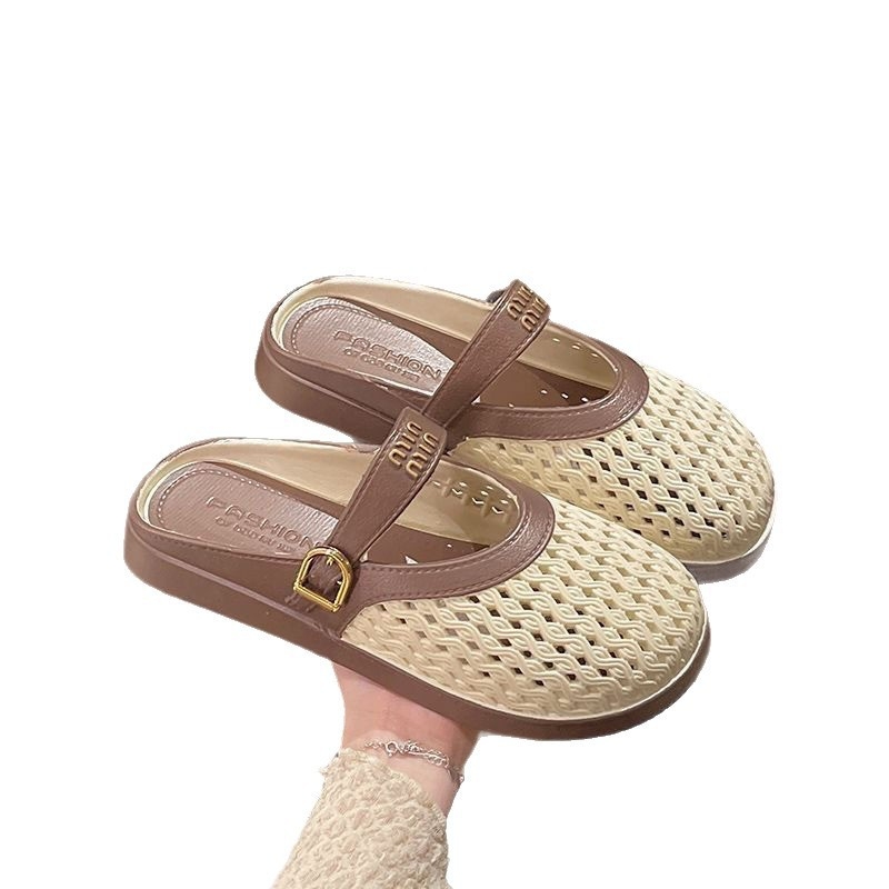 Ženske slip-on ravne cipele s prozračnim PVC gornjim dijelom, šarena blok uzorak, podstava od umjetne kože, PVC potplat