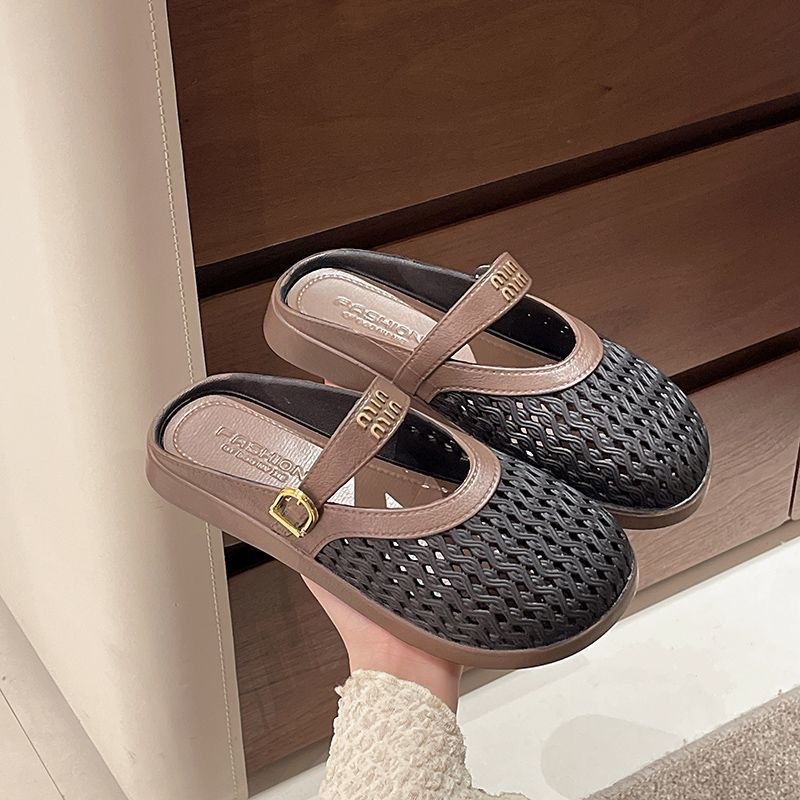 Ženske slip-on ravne cipele s prozračnim PVC gornjim dijelom, šarena blok uzorak, podstava od umjetne kože, PVC potplat