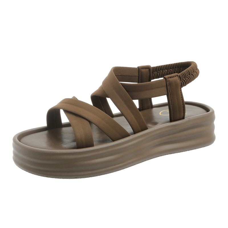 Ženske plažne sandale, casual stil, zaobljena vrh prsta, gornji dio od platna, gumena podloga