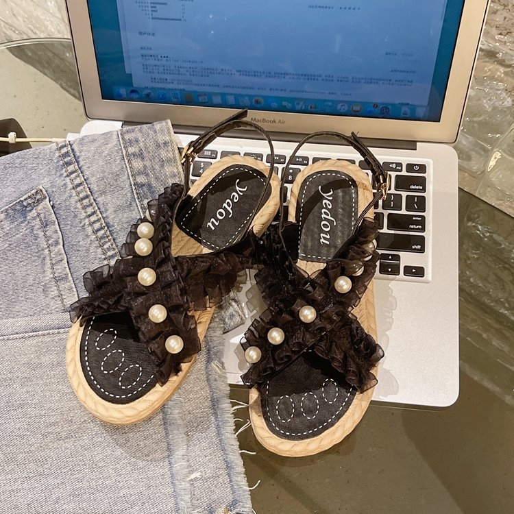 Ženske slip-on sandale za plažu, ljeto 2025, opušten stil, okrugli vrh, ravna potplata