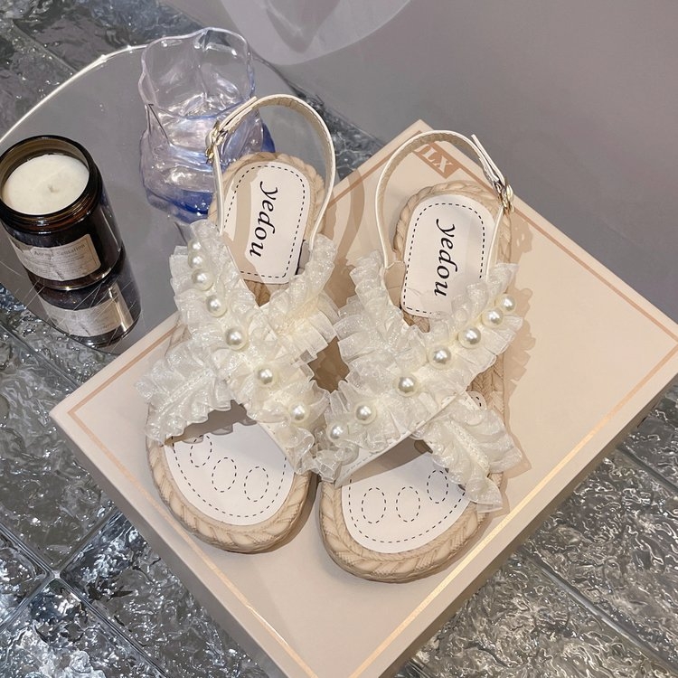Ženske slip-on sandale za plažu, ljeto 2025, opušten stil, okrugli vrh, ravna potplata