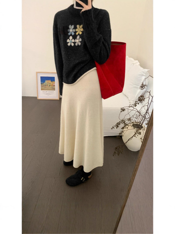 Shangima Fustă midi în A — catifea Andy Velvet, Spandex <30%, Toamna 2025