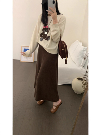 Shangima Fustă midi în A — catifea Andy Velvet, Spandex <30%, Toamna 2025