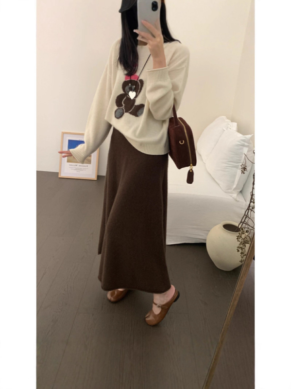 Shangima Fustă midi în A — catifea Andy Velvet, Spandex <30%, Toamna 2025