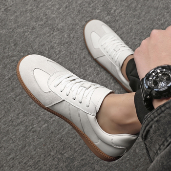 Muške tenisice od kože prvog sloja, korejskog stila retro casual, vezanje šnurkama, gumeni đon