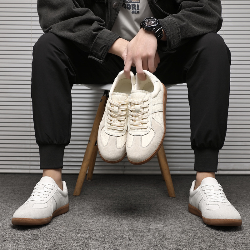 Muške tenisice od kože prvog sloja, korejskog stila retro casual, vezanje šnurkama, gumeni đon