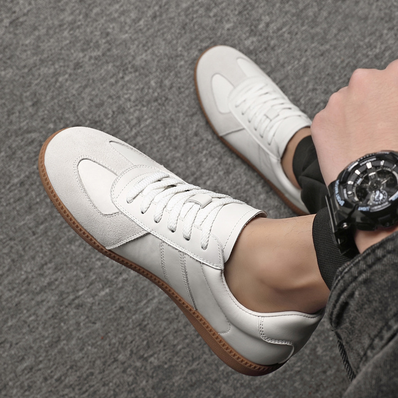 Muške tenisice od kože prvog sloja, korejskog stila retro casual, vezanje šnurkama, gumeni đon