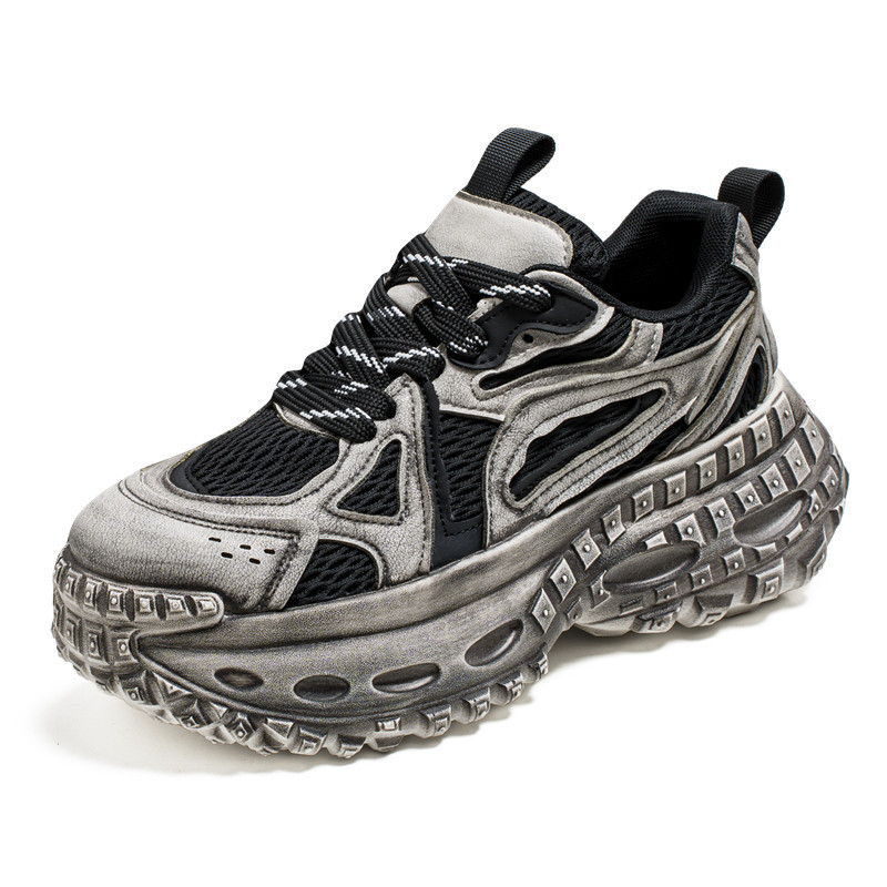 Muške cipele dad shoes – lagana mrežasta gornja, gumena potplat, niski gornji dio, vezanje, debeli pet, svakodnevne tenisice za sve sezone