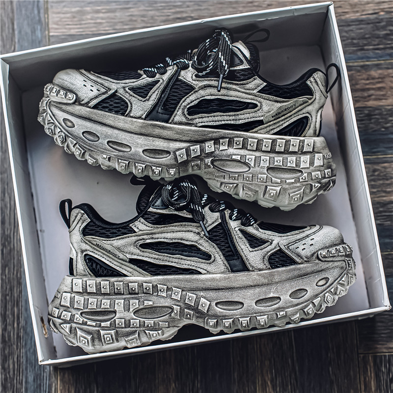 Muške cipele dad shoes – lagana mrežasta gornja, gumena potplat, niski gornji dio, vezanje, debeli pet, svakodnevne tenisice za sve sezone