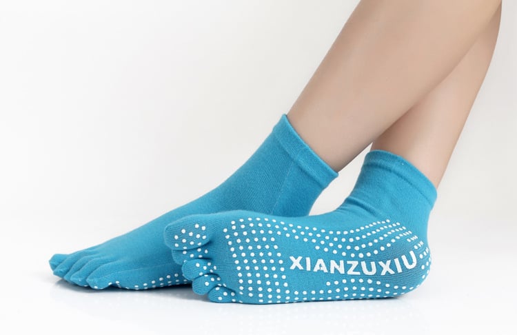Дамски чорапи за йога с пет пръста, антихлъзгащи, попиване на пот, антифрикционни