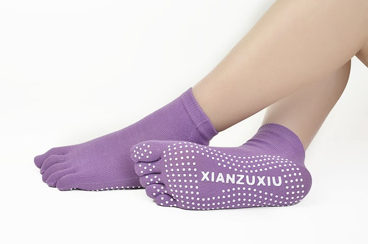 Дамски чорапи за йога с пет пръста, антихлъзгащи, попиване на пот, антифрикционни