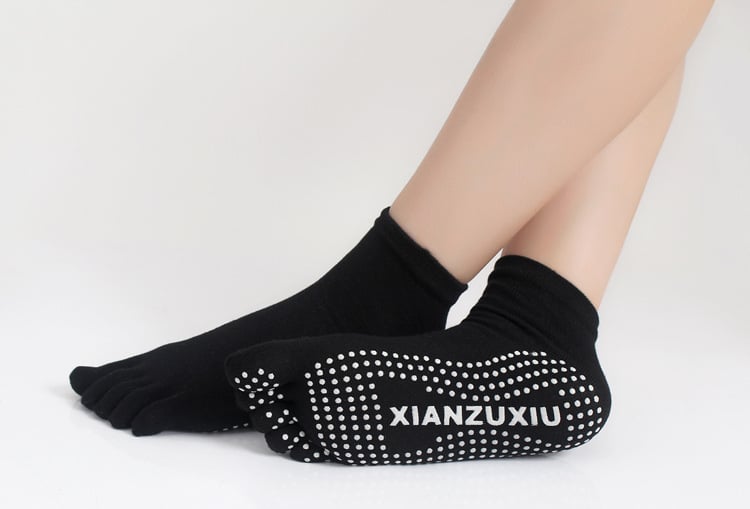 Дамски чорапи за йога с пет пръста, антихлъзгащи, попиване на пот, антифрикционни
