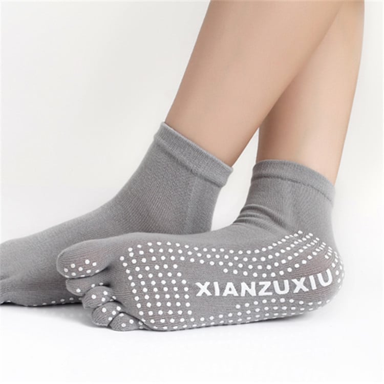 Дамски чорапи за йога с пет пръста, антихлъзгащи, попиване на пот, антифрикционни