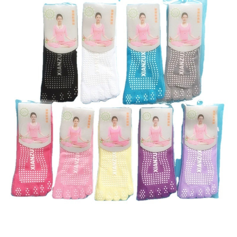 Дамски чорапи за йога с пет пръста, антихлъзгащи, попиване на пот, антифрикционни