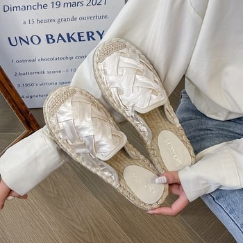 Női hátsó nélküli kötött loafers, szabadidős stílus, textil felsőrész, gumírozott talp, egyszínű, nyár 2024