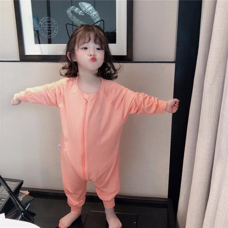 Бебешки пижами, едно парче спално облекло от модалова тъкан, тънък летен стил, спално гнездо с Anti-Kick Quilt, модерен минимализъм