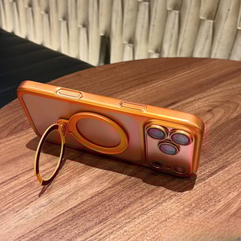 Pouzdro na telefón, elektroplatovaný matný povrch, magnetická podpora, pre radu iPhone 11–17 (materiál PC, elektroplating, tlmenie otrasov, magnetická podpora, antiotlačky)