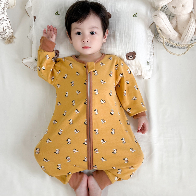 Happy Pig Sac de dormit pentru copii cu picioare separate - exterior și căptușire 95% bumbac, fermoar metalic, model desen animat, potrivit pentru iarnă/toamnă