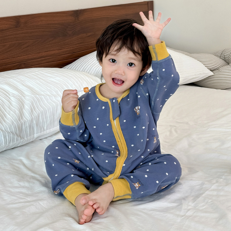 Happy Pig Sac de dormit pentru copii cu picioare separate - exterior și căptușire 95% bumbac, fermoar metalic, model desen animat, potrivit pentru iarnă/toamnă