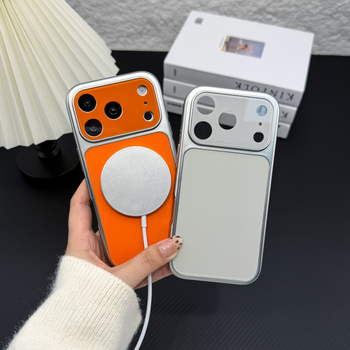 Magnetický obal na iPhone 17 Pro Max, imitácia kože, odolný voči opotrebeniu, proti pádu, úplný film na ochranu objektívu