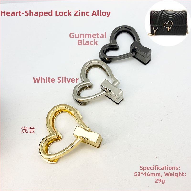 Κλειδαριά σχήματος καρδιάς με περιστροφή για τσάντες - Μοντέλο 659, Κράμα ψευδαργύρου, New Beauty