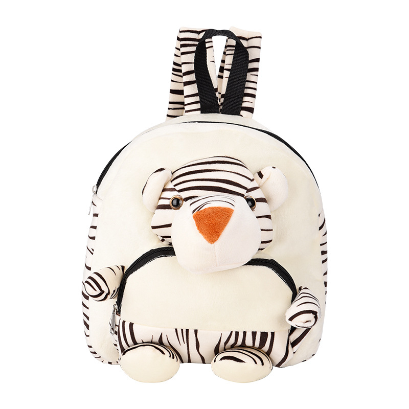 Detský batoh z bavlny s plyšovým lesným zvieraťom (tigr/lev), priedušný, zakrivené ramenné popruhy, pre predškolský vek