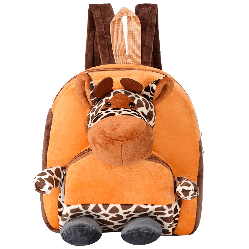Detský batoh z bavlny s plyšovým lesným zvieraťom (tigr/lev), priedušný, zakrivené ramenné popruhy, pre predškolský vek