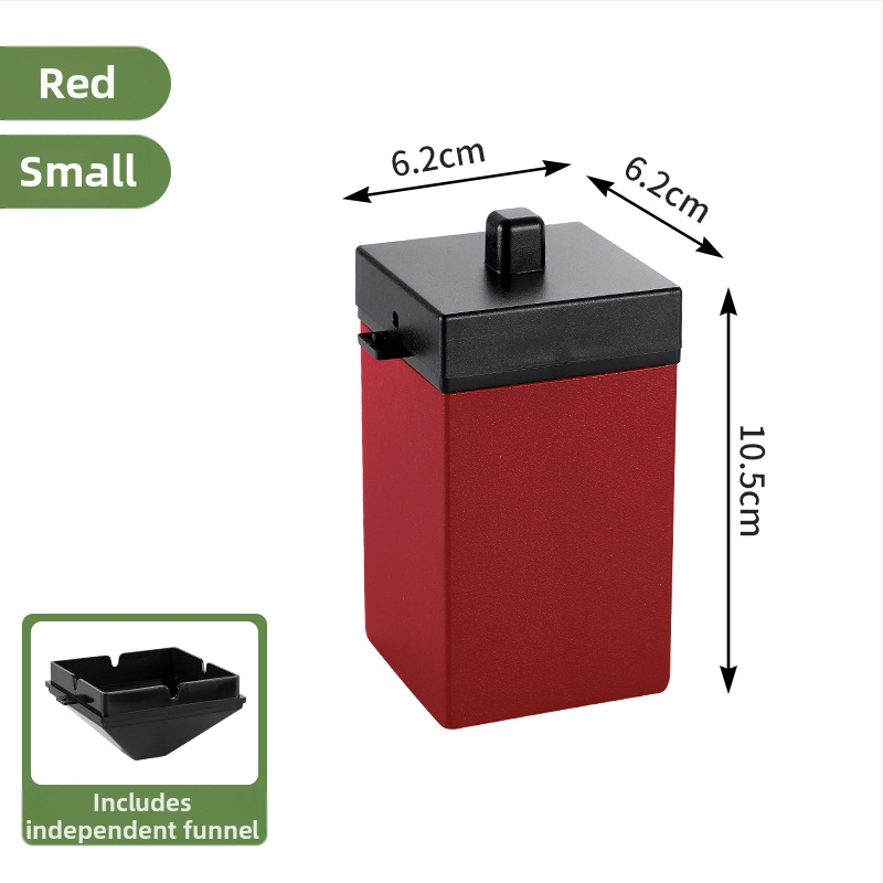 Пепелник за кола от неръждаема стомана, двуслоен и ветроустойчив, с капак; включва фуния; нано покритие.