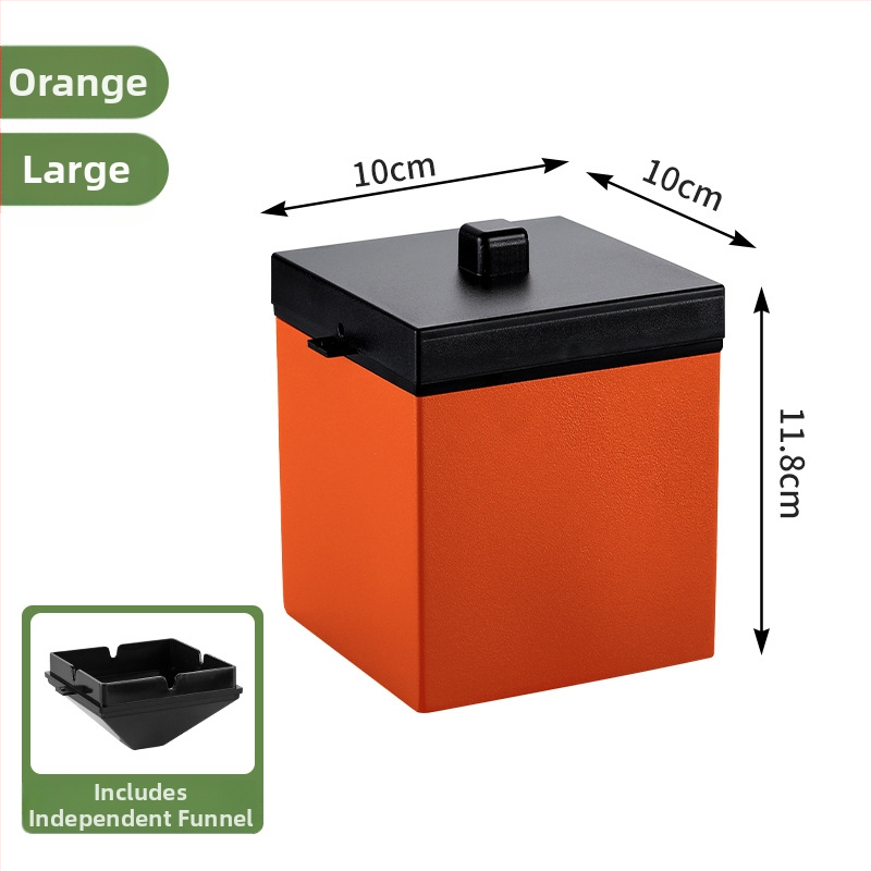 Пепелник за кола от неръждаема стомана, двуслоен и ветроустойчив, с капак; включва фуния; нано покритие.