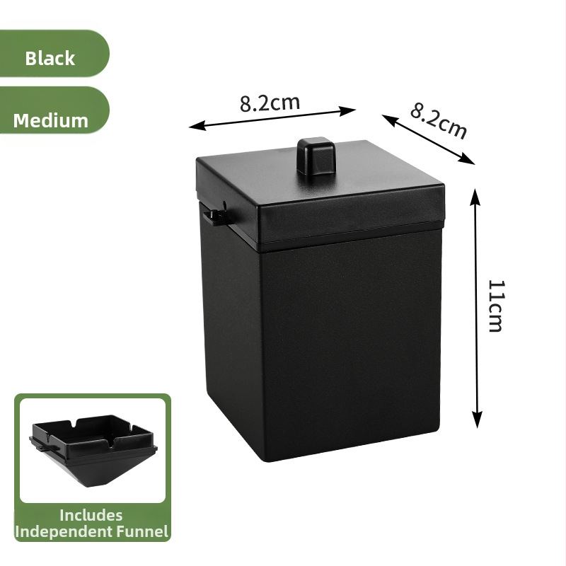 Пепелник за кола от неръждаема стомана, двуслоен и ветроустойчив, с капак; включва фуния; нано покритие.