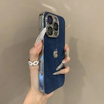 Pouzdro na iPhone s denim vzorom s elektroplatingom, nárazuvzdorné, odvádzanie tepla, proti otlačkom prstov, odolné voči opotrebeniu; kompatibilné s iPhone 12–14 Pro/Max
