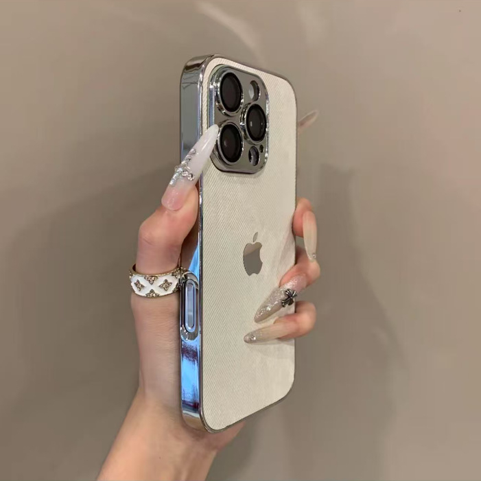 Pouzdro na iPhone s denim vzorom s elektroplatingom, nárazuvzdorné, odvádzanie tepla, proti otlačkom prstov, odolné voči opotrebeniu; kompatibilné s iPhone 12–14 Pro/Max