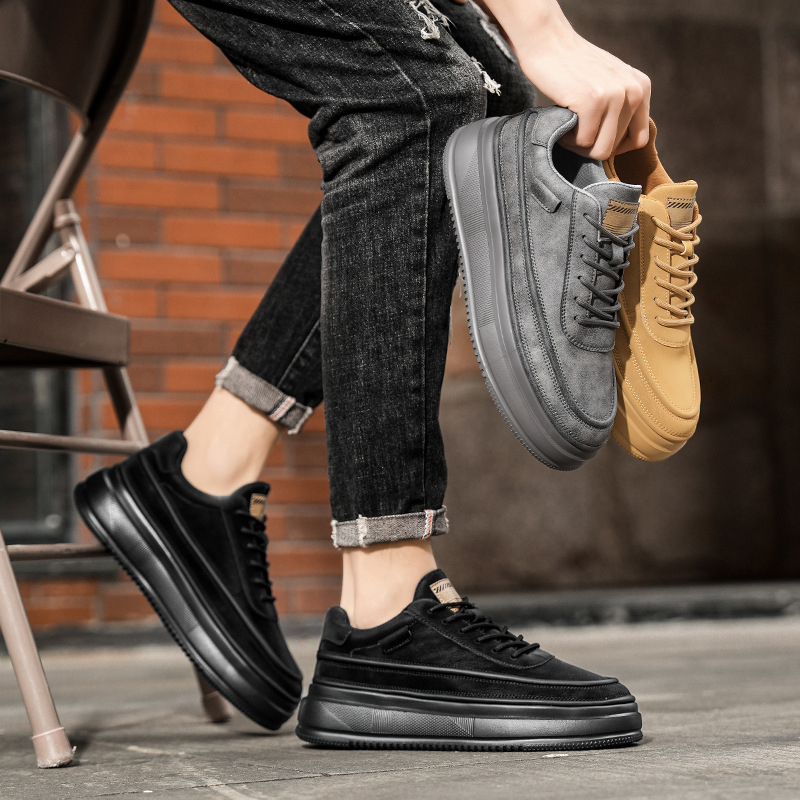 Unisex tenisice Board Shoes, vodootporne, debela potplata za povećanje visine, casual retro stil (oblik prsta: okrugli; visina potplata: niski 1–3 cm; potplat: gumeni; unutrašnjost: mreža; zatvaranje: vezanje)
