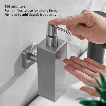 Dozator de săpun din oțel inoxidabil, montaj pe perete fără găuri, acționare manuală, stil modern minimalist, 350 g