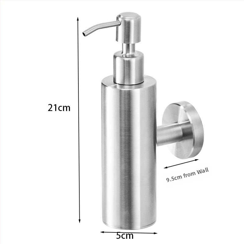 Dozator de săpun din oțel inoxidabil, montaj pe perete fără găuri, acționare manuală, stil modern minimalist, 350 g