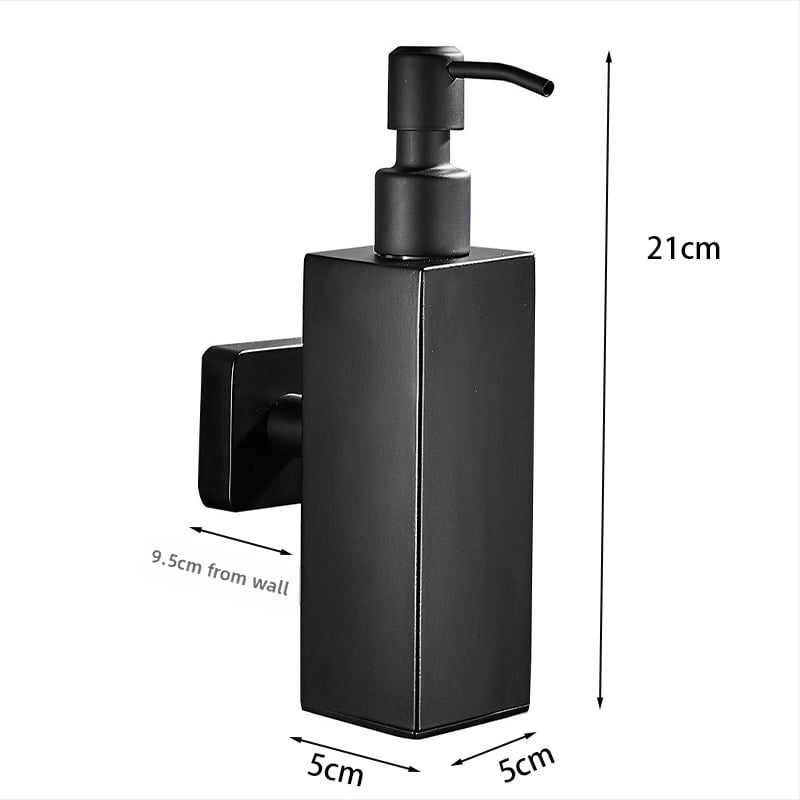 Dozator de săpun din oțel inoxidabil, montaj pe perete fără găuri, acționare manuală, stil modern minimalist, 350 g