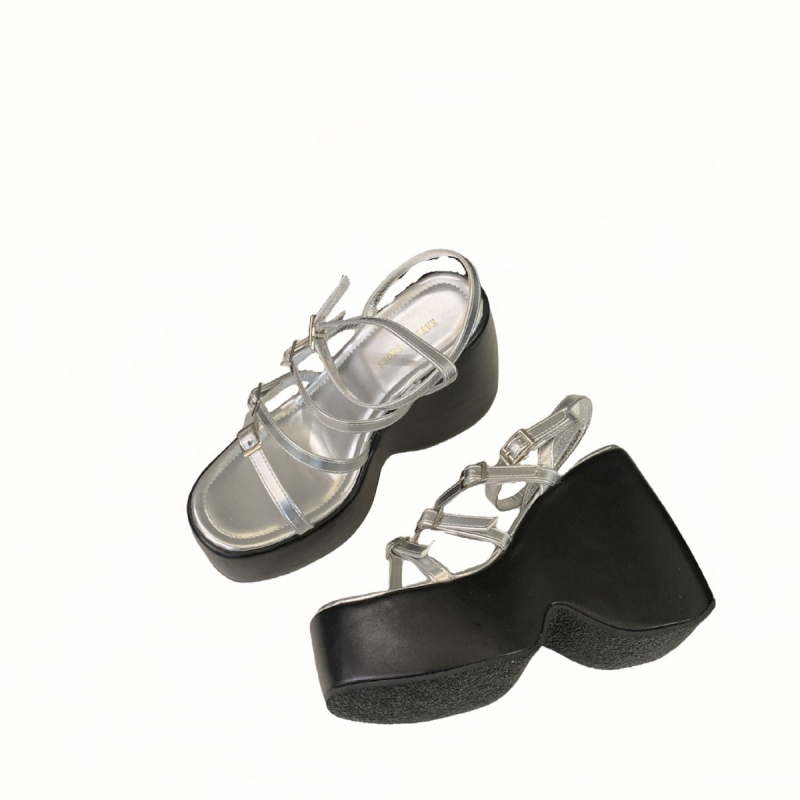 Rimske sandale s PU gornjim dijelom, PU unutarnjim dijelom, gumeni potplat, kopčom, minimalistički stil (PU gornji dio; PU unutarnji dio; gumeni potplat; kopča; minimalistički stil)