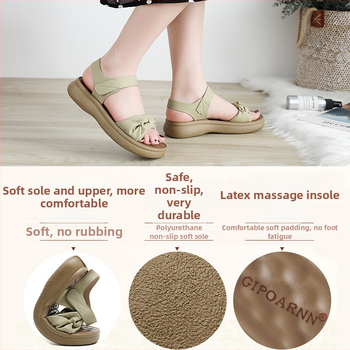 Női divat szandál mikroszálas felsőrész, PU talp, kerek orr, Velcro zárás, klínos sarok