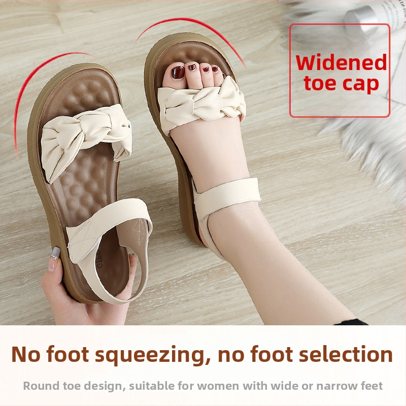 Női divat szandál mikroszálas felsőrész, PU talp, kerek orr, Velcro zárás, klínos sarok