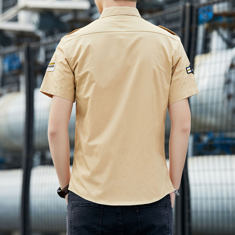 Muška Slim-fit košulja kratkih rukava od 100% pamuka, vojni stil, svakodnevno nošenje