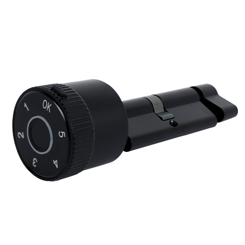 Cilindru de încuietare inteligent cu amprentă, parolă și deblocare prin gesturi (model C001b; material: aliaj de zinc + aliaj de aluminiu; greutate: 365 g; deblocare: amprentă, parolă, gesturi; potrivit pentru uși de camere, uși interioare, uși de intrare,