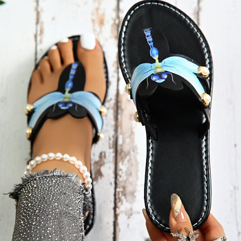 Női strandpapucs Dragonfly mintával, felső PU műbőr, talp PU, csúszásmentes gumitalp, gyorsan száradó és lélegző