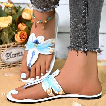 Női strandpapucs Dragonfly mintával, felső PU műbőr, talp PU, csúszásmentes gumitalp, gyorsan száradó és lélegző