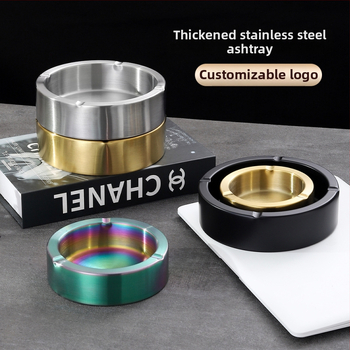 Пепелник от дебела неръждаема стомана, с персонализирано лого, за интернет кафе, барове и домашна употреба, ветроустойчив и удароустойчив